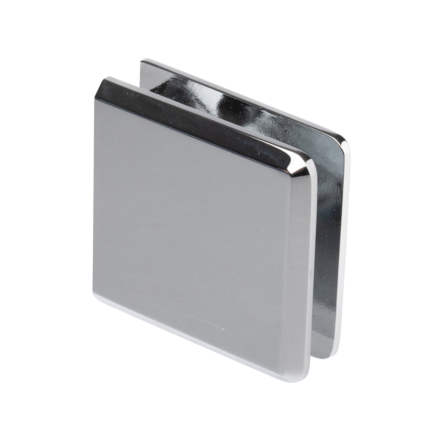 Notch-in-Glass Fixed Panel U-Clamp with Beveled Edges