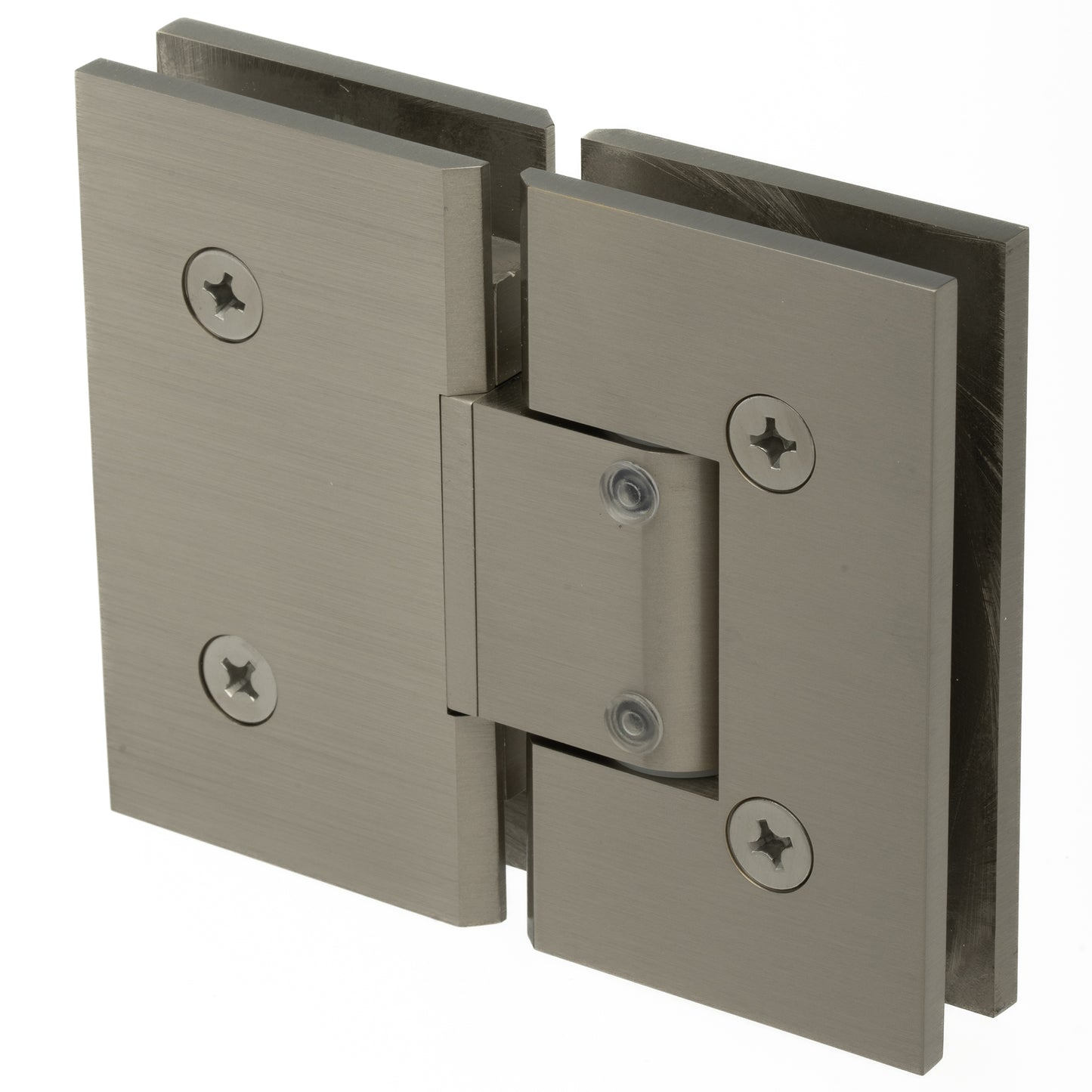 Adjustable 180 Degree Heavy Duty Glass-to-Glass Hinge with Squared Corners