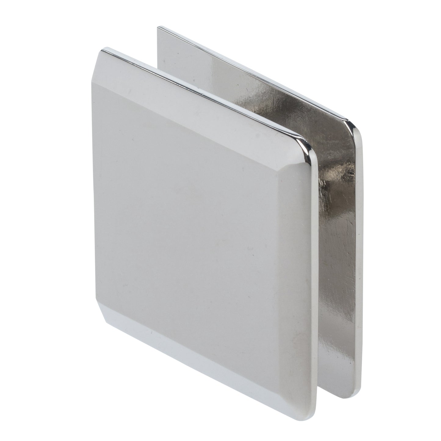 Hole-in-Glass Fixed Panel U-Clamp with Beveled Edges